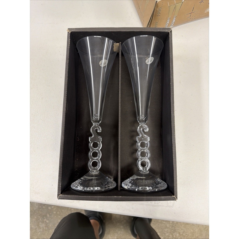 Millennium Cristal d'Arques France Champagne Flute 2000 Stem Glass Crystal Set